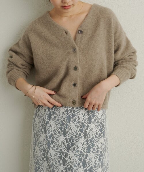 Omekashi（オメカシ） カーディガン ファーウール2WAY Vカーディガン