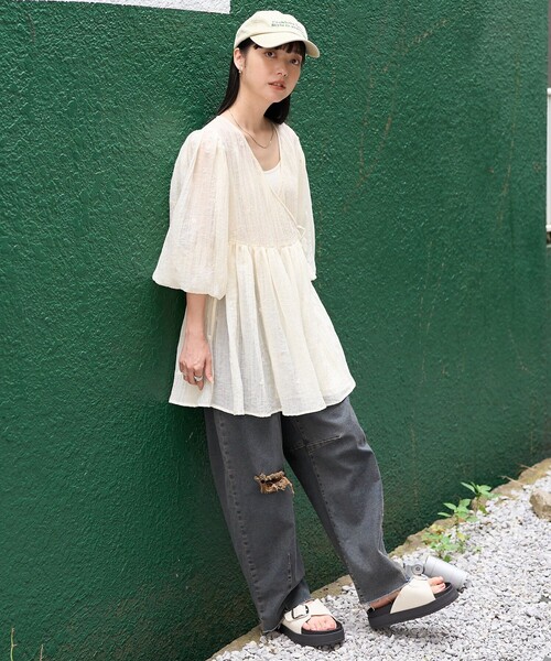 FREAK'S STORE（フリークスストア） 7分袖チュニック フリ- ブラック