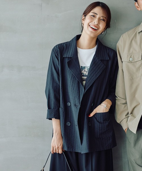 FOUND GOOD コート アウター ストライプシャツジャケット レディース