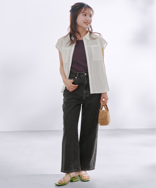COHINA コヒナ　KUROKI DENIM セミワイドストレート　ブラック KUROKI DENIM セミワイドストレート-short & regular | 小柄・低