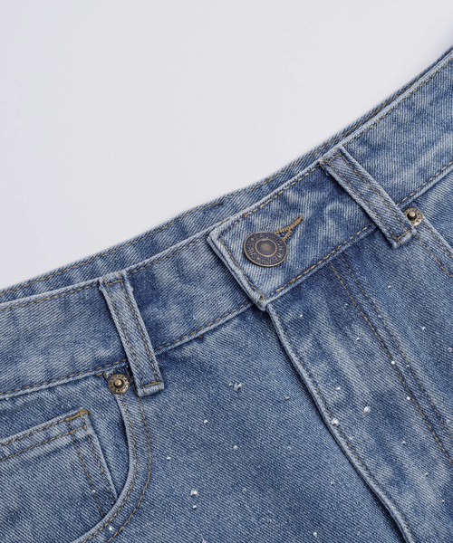 「AMELY」 加工デニムパンツ M ライトブルー レディース