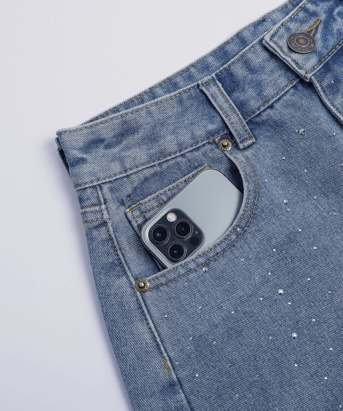 「AMELY」 加工デニムパンツ M ライトブルー レディース