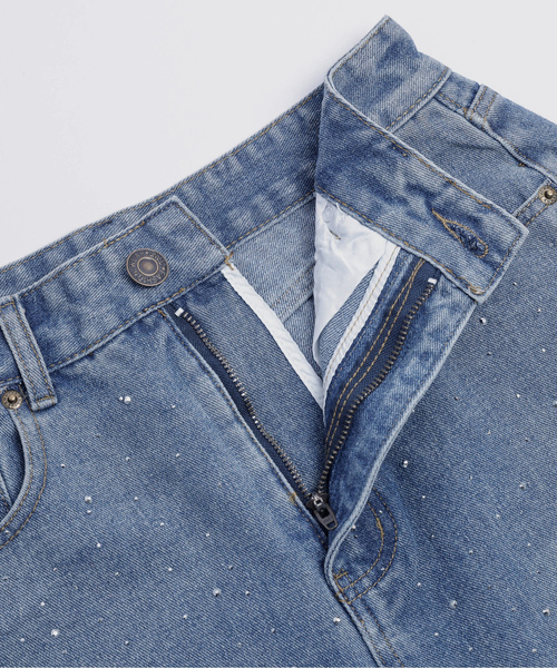 「AMELY」 加工デニムパンツ M ライトブルー レディース