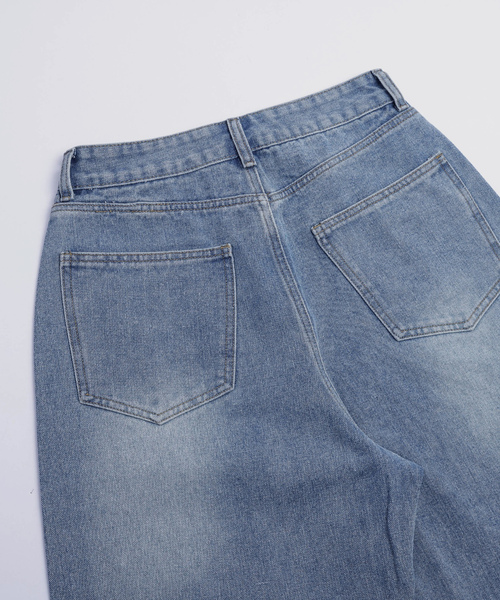 「AMELY」 加工デニムパンツ M ライトブルー レディース
