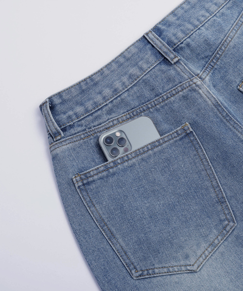 「AMELY」 加工デニムパンツ M ライトブルー レディース