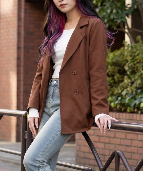 cammie コート チェスターコート ウールタッチダブルボタンミドル