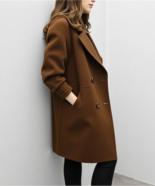 cammie コート チェスターコート ウールタッチダブルボタンミドル