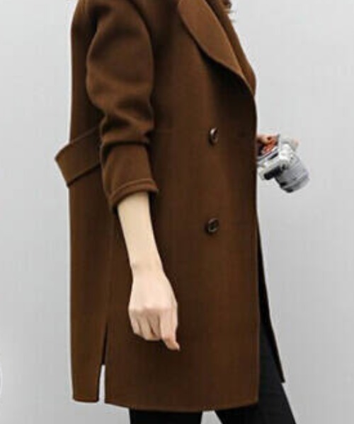cammie コート チェスターコート ウールタッチダブルボタンミドル