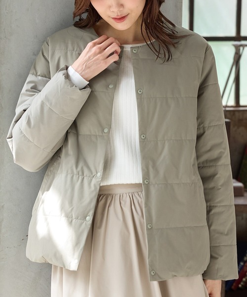 Honeys ブルゾン アウター 「非フッ素撥水加工」ノーカラーライト