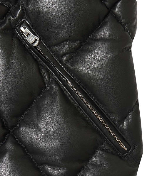 ダウンジャケット ダウン DIAMOND QUILT LAMB LEATHER DOWN VEST メンズの画像
