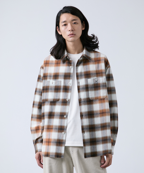 B.C STOCK（ベーセーストック） シャツ オンブレチェック ダメージ