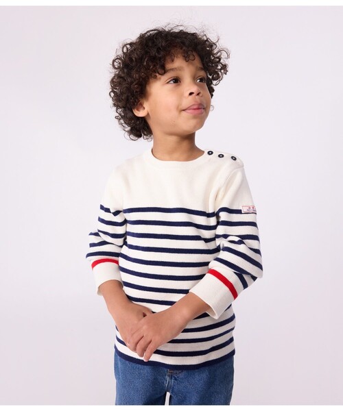PETIT BATEAU - 編み物 ティーシャツ 編み物ティーシャツ キッズ 小わっぱ服 子ども服、シューズ-セーター