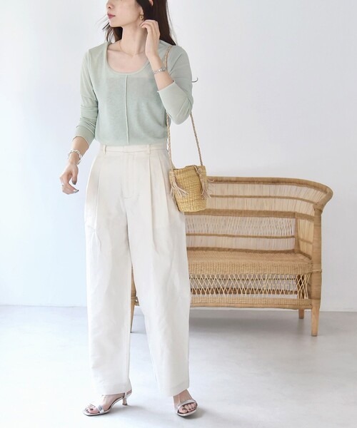 「quaranciel」 スラックス 36 ナチュラル レディース_画像3