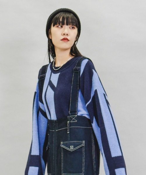 niko and…（ニコアンド） 長袖ニット FREE ネイビー レディース