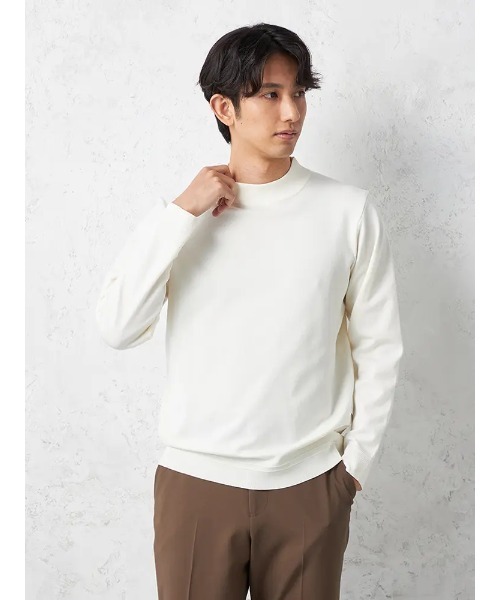 セーター ニット 14G天竺 モックネックニット ウォッシャブル 抗