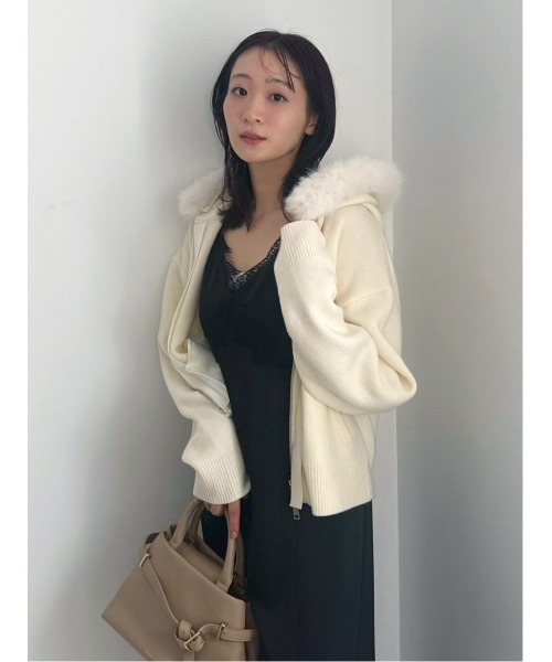 FRAY I.D パーカー フードファージップニットパーカー レディース