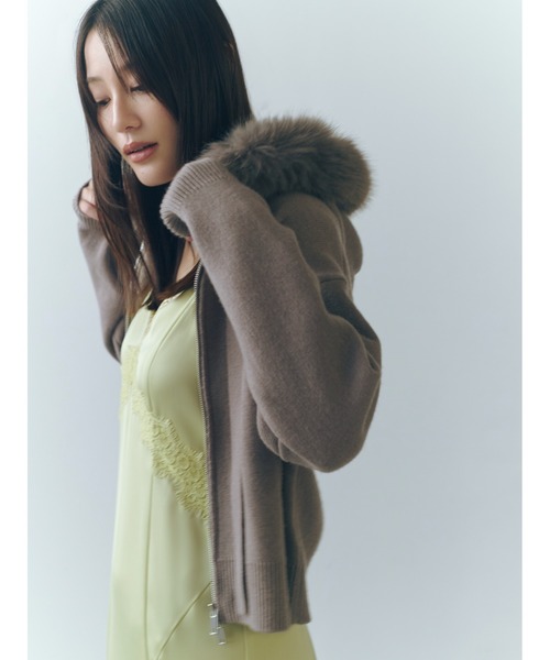 FRAY I.D（フレイ・アイディー） パーカー フードファージップニット