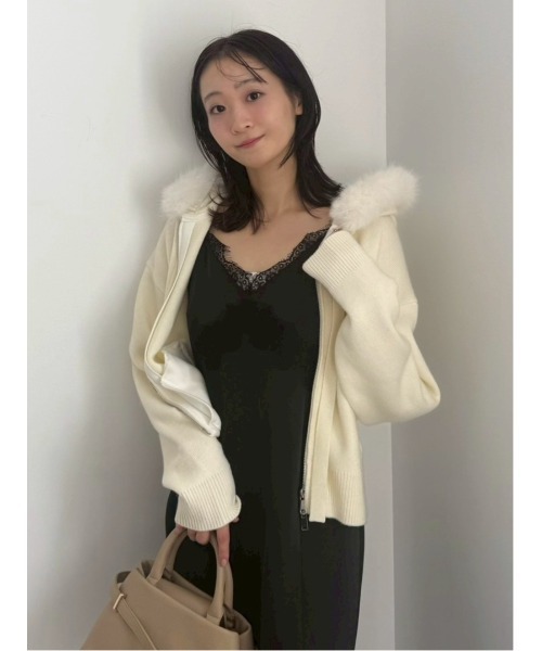 FRAY I.D（フレイ・アイディー） パーカー フードファージップニット