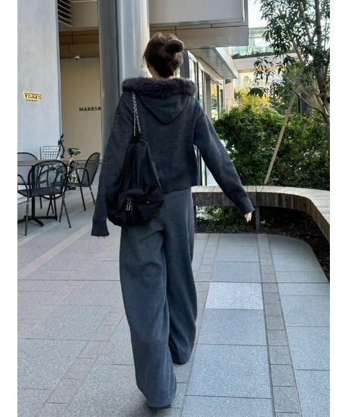 FRAY I.D（フレイ・アイディー） パーカー フードファージップニット