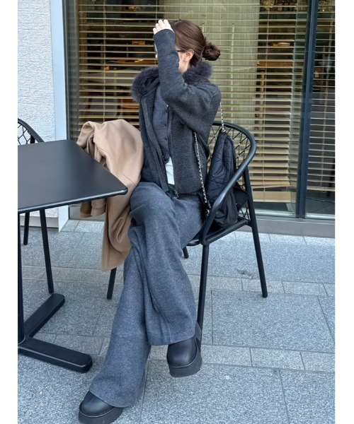 FRAY I.D（フレイ・アイディー） パーカー フードファージップニット