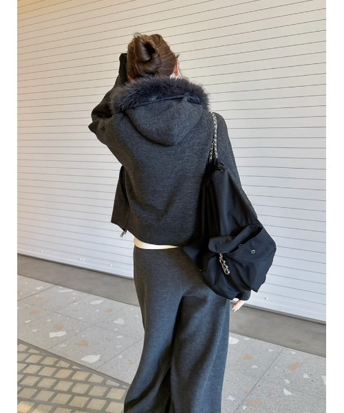 FRAY I.D（フレイ・アイディー） パーカー フードファージップニット