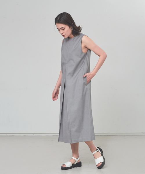 「qualite」 ノースリーブワンピース 38 グレー レディース_画像6
