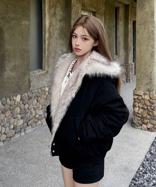 FUNdaysion ブルゾン アウター ファー付きジャケット レディース