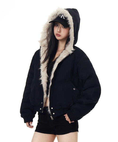 FUNdaysion ブルゾン アウター ファー付きジャケット レディース