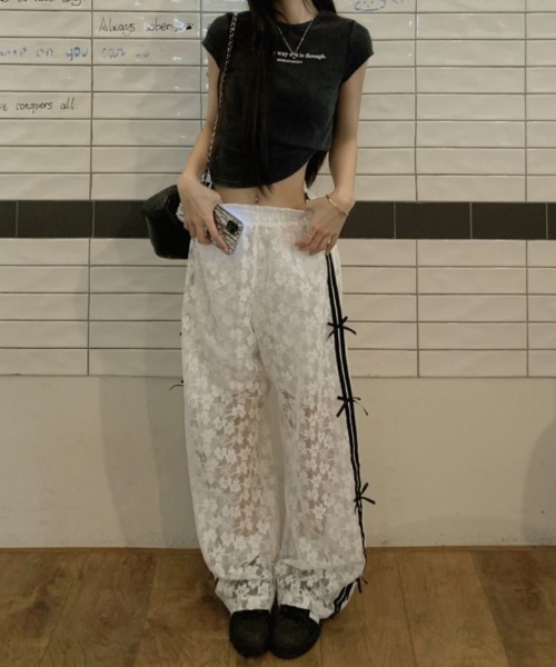 「LADY LIKE」 イージーパンツ M ホワイト レディース_画像9