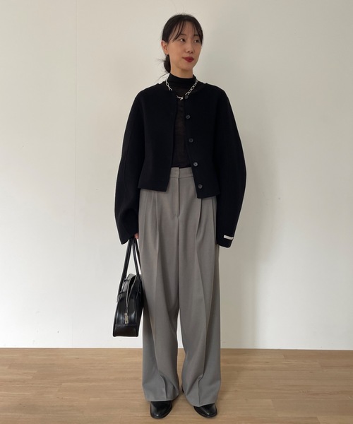 「Didot.showroom」 ツイードジャケット FREE グレイッシュベージュ レディース_画像2