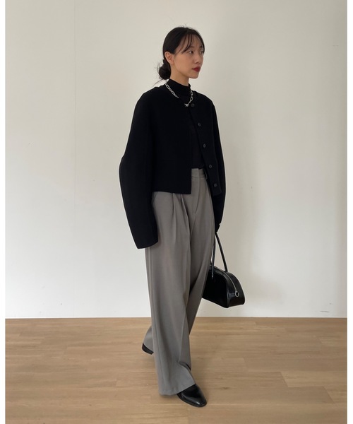 「Didot.showroom」 ツイードジャケット FREE グレイッシュベージュ レディース_画像4