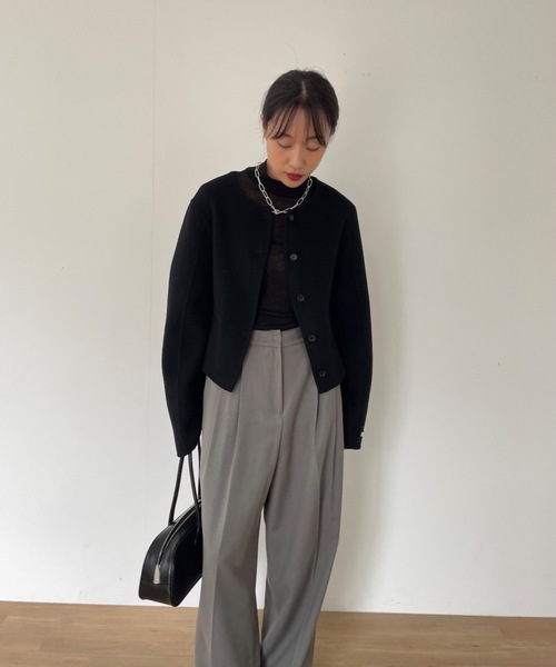 「Didot.showroom」 ツイードジャケット FREE グレイッシュベージュ レディース_画像8