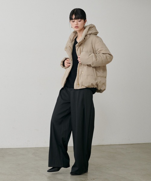 【美品】LARUTA ピーチスキンダウンフェザーコート ベージュ　ラルータ セール】【LARUTA】ピーチスキンダウンフェザーコート（ダウン