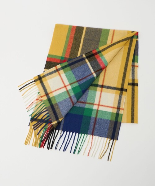 ジョシュアエリス　カシミヤ100%　　ユナイテッドアローズ　イエロー　　マルチ Joshua Ellis（ジョシュアエリス） マフラー 「別注」「Joshua Ellis