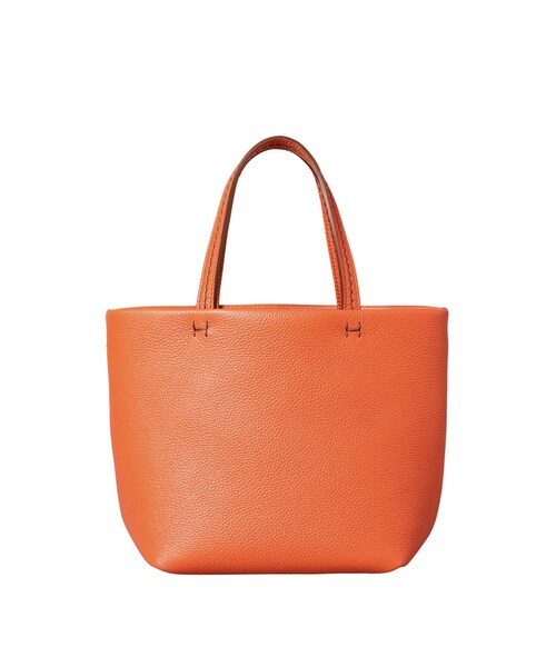 オレンジ レザー トートバッグ ロゴ付き 再入荷☆牛革レザー トートバックMサイズ オレンジ | HA-CHI