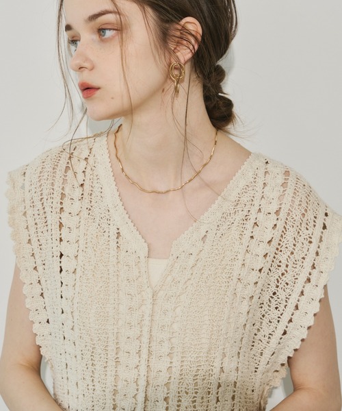 「Unitage」 半袖ニット FREE ベージュ レディース_画像5