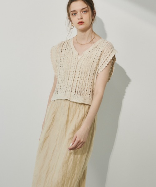 「Unitage」 半袖ニット FREE ベージュ レディース_画像8