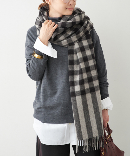 Joshua Ellis ジョシュアエリス チェックマフラー Joshua Ellis（ジョシュア エリス）カシミアチェックマフラー 35×190