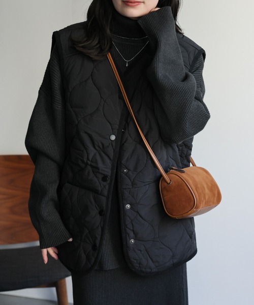 ap retro ベスト ジレ 中綿キルティングベスト / スナップボタン