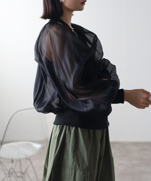 「r.」 ナイロンブルゾン FREE グレー レディース_画像3