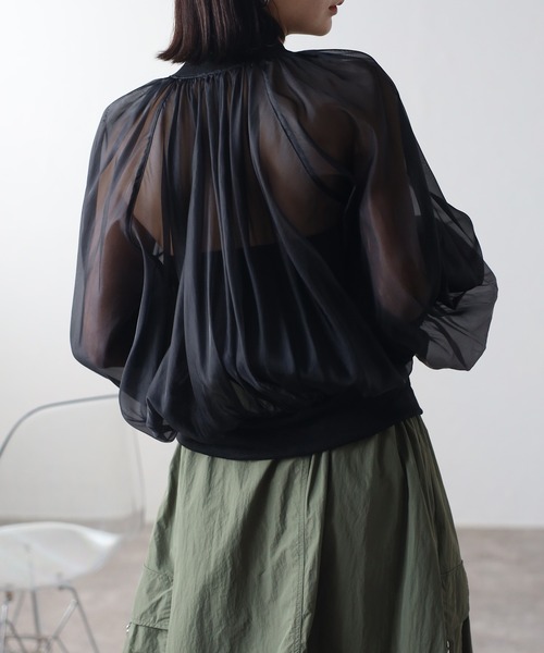 「r.」 ナイロンブルゾン FREE グレー レディース_画像4