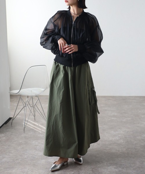 「r.」 ナイロンブルゾン FREE グレー レディース_画像5