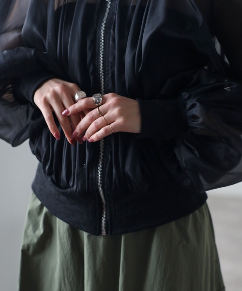 「r.」 ナイロンブルゾン FREE グレー レディース_画像9
