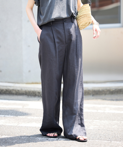 「SLOBE IENA」 スラックス 40 チャコールグレー レディース_画像7