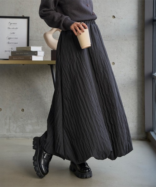 KOBE LETTUCE（神戸レタス） スカート シワ加工中綿バルーンロング