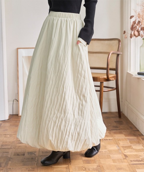 KOBE LETTUCE（神戸レタス） スカート シワ加工中綿バルーンロング