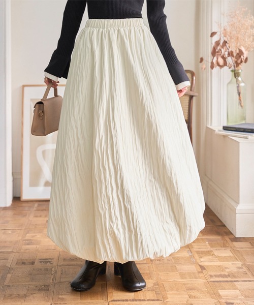 KOBE LETTUCE（神戸レタス） スカート シワ加工中綿バルーンロング