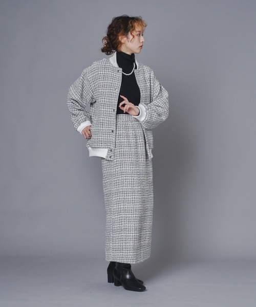 terrace スタジャン ツイードスタジャンブルゾン レディース
