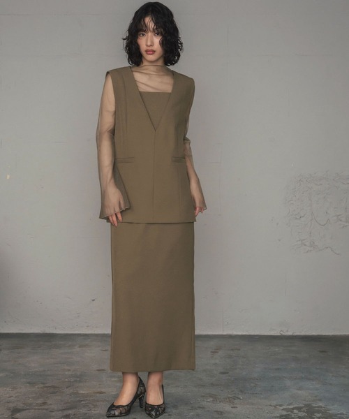 「GIRL」 ノースリーブワンピース L カーキ レディース_画像7