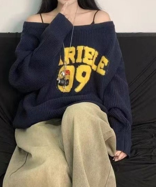 「SHEENA」 長袖ニット M ネイビー レディース_画像4